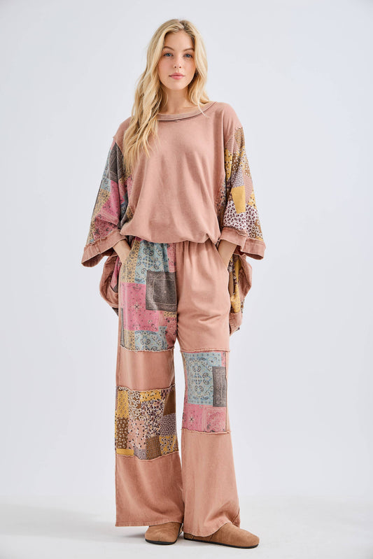 Mineral Washed Boho Block Patch pants HP6579