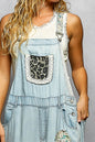 POL Clothing SMP629 Mixed Print Ruffle Tier Overalls