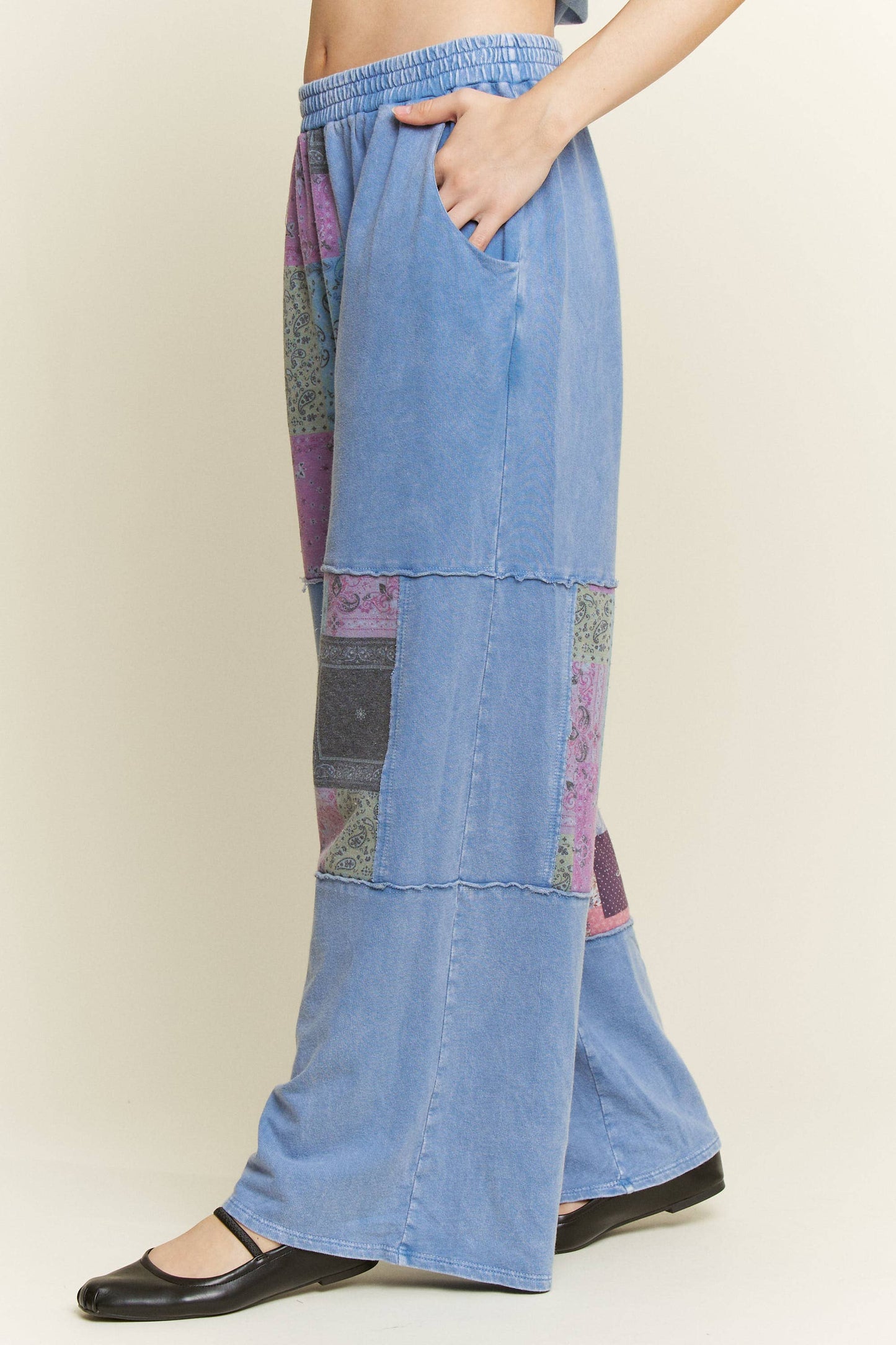 Mineral Washed Boho Block Patch pants HP6579