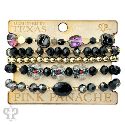 Glass bead variety mix bracelet stack - LC