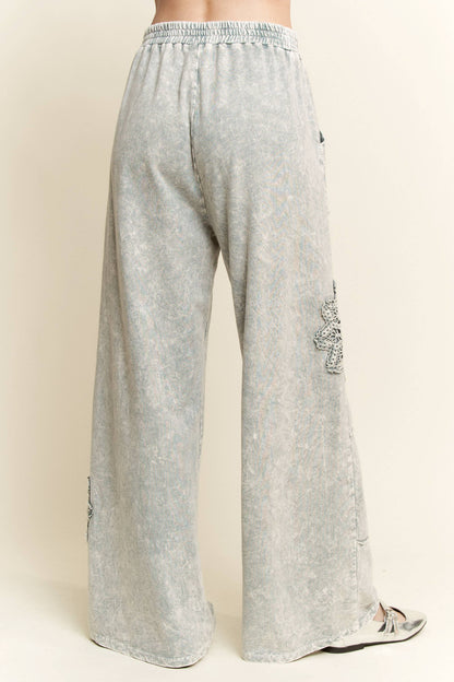 Mineral Washed Doily Wide leg straight pants HP6236
