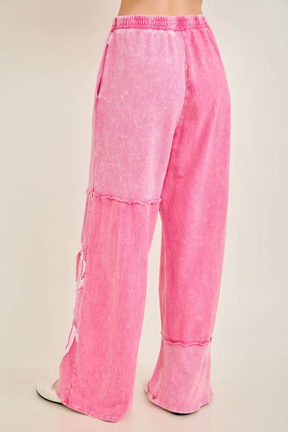 Mineral Washed Half cut Daisy terry thermal Pants HP6809