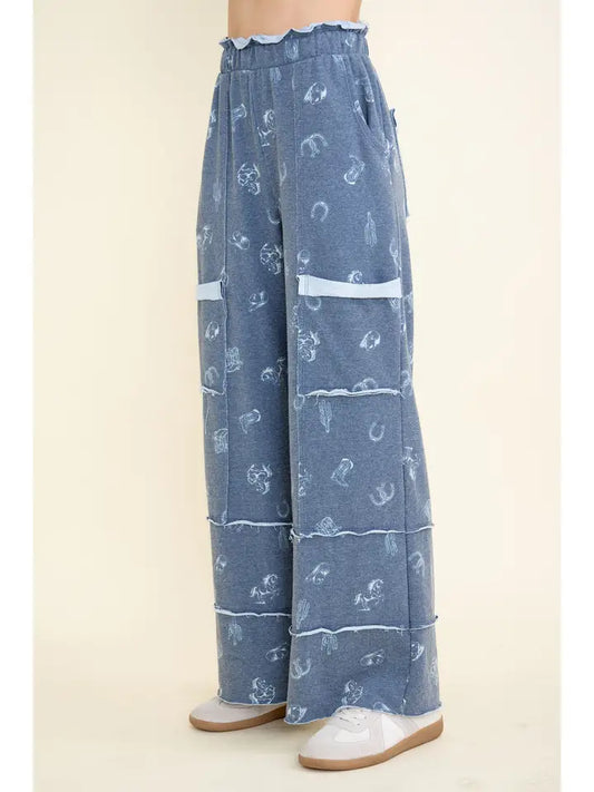 Mineral Washed Animal Leopard Wide Leg Pants – J.Her (HP6583)