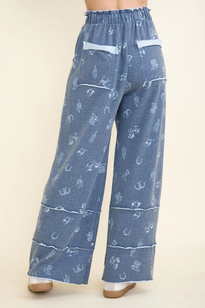 Mineral Washed Animal Leopard Wide Leg Pants – J.Her (HP6583)