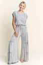 Mineral Wash Trim Cap sleeve Blouse HT5668 Shirt top