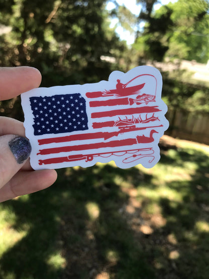 Sportsman USA Flag Sticker 3” Vinyl Sticker