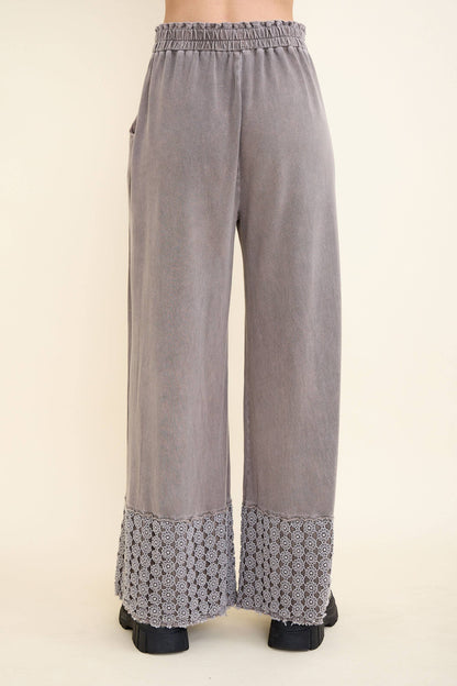 Mineral Washed Flower Daisy Long Leg Pants HP6016P1