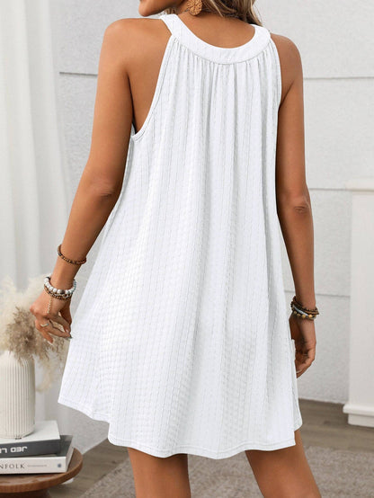 Solid Color Round Neck Hanging Neck Loose Sleeveless Dress Women