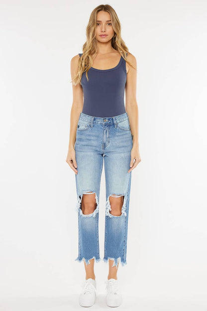 High Rise Mom Relax Fit Denim Jeans kancan