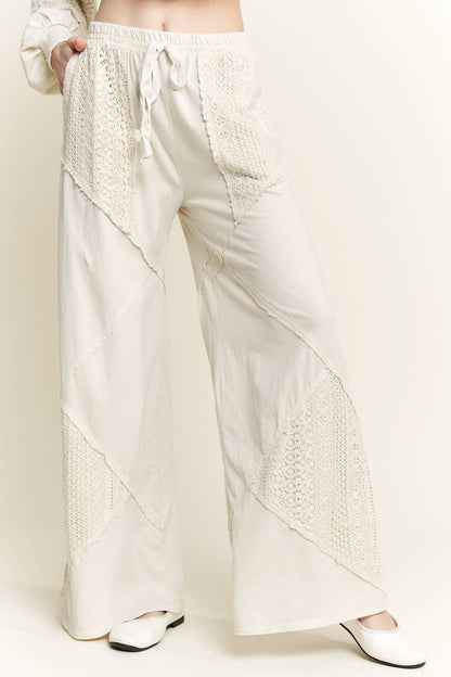 Mineral Wash Lace detailed straight leg pants HP6030