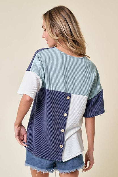 LMT3996-Trust Me In Colorblock Top