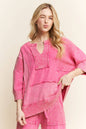 Mineral Washed Split Neckline sweatshirt HT6291
