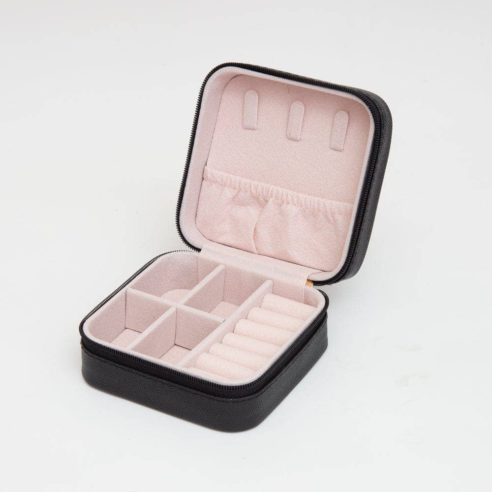 TG10707 Quilted Zip Around Square Jewelry Box