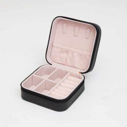 TG10707 Quilted Zip Around Square Jewelry Box