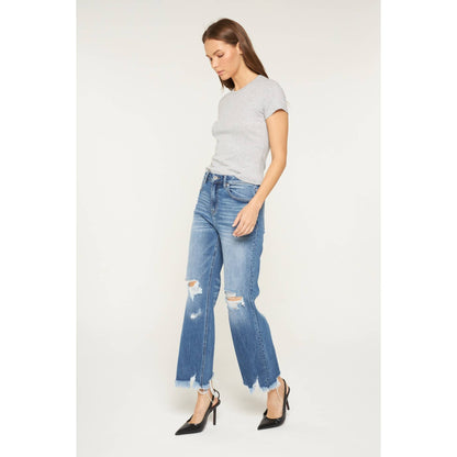 Mica High Distressed Wide Leg Crop Jeans