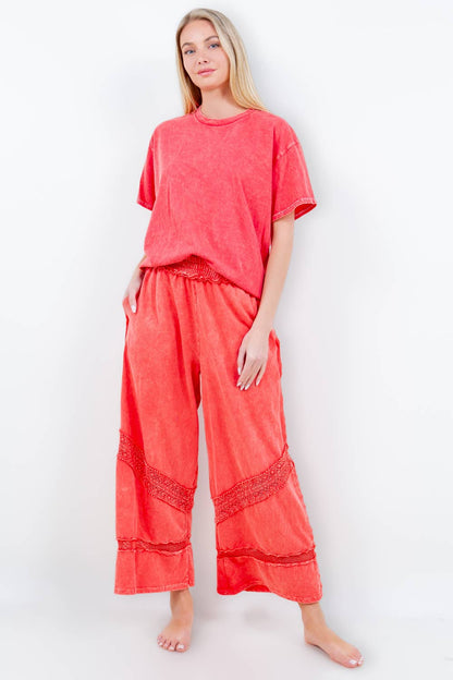 Mineral Washed Crew neck Basic Tshirt HT5579