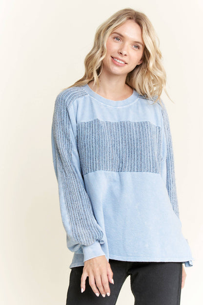 Mineral Wash Knitted Low Gauge Rib Melange top HT5959