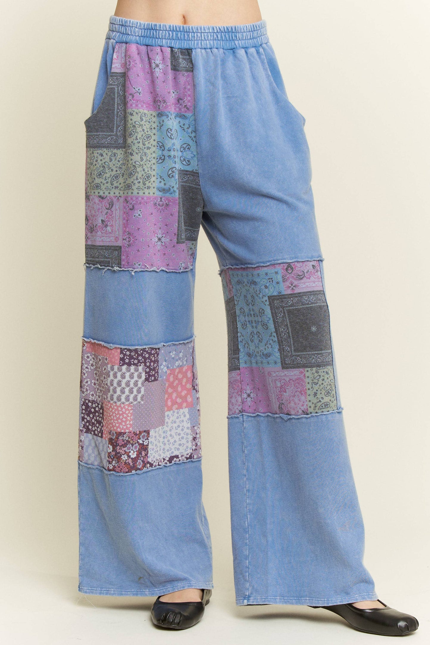 Mineral Washed Boho Block Patch pants HP6579