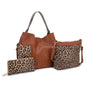 EJ95037L3 Mina Leopard 3 Piece Bag Set: Tan