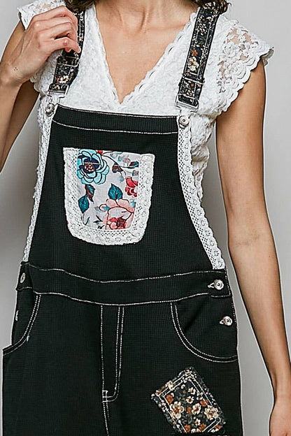 POL Printed Fabric Ruffle Wide Leg Overalls