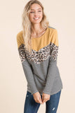 LMT1218-S-Crew Neck Colorblock Knit Top: S / TEAL