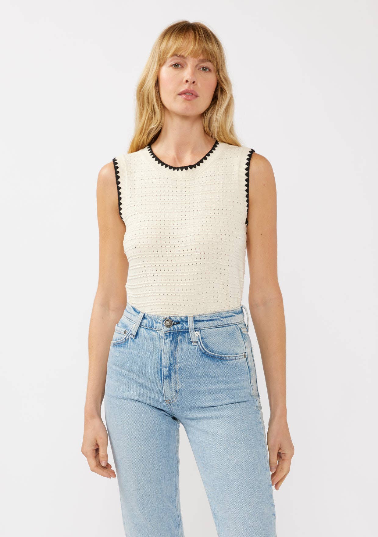 Chain Link Crewneck Tank Sweater Top