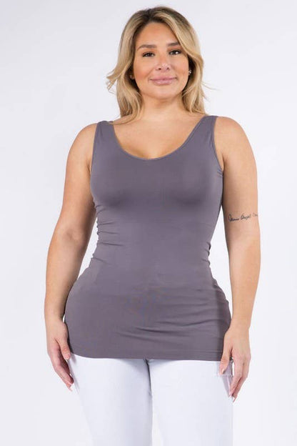 Yelete Seamless U or V-Neck Longline Tank plus