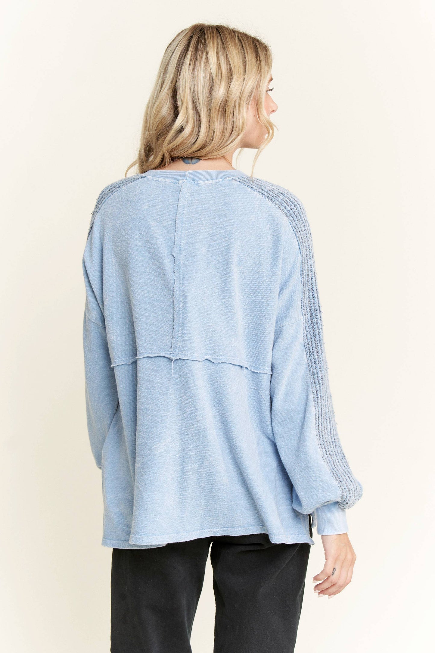 Mineral Wash Knitted Low Gauge Rib Melange top HT5959