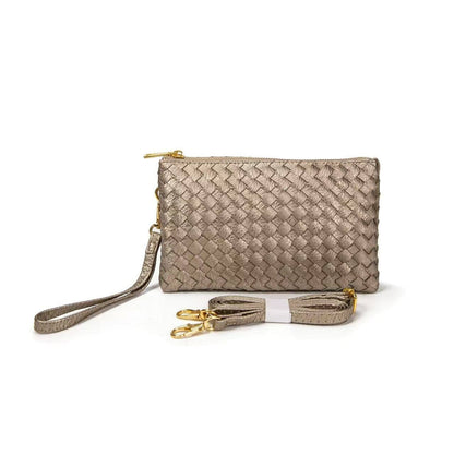 7050 Kathy Woven Three Compartment Clutch/Crossbody Bag