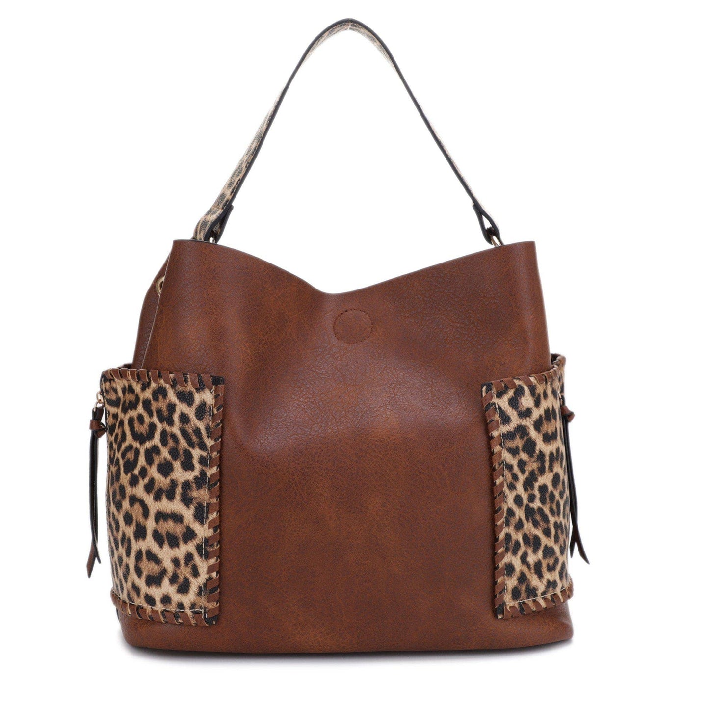 EJ95037L3 Mina Leopard 3 Piece Bag Set: Tan