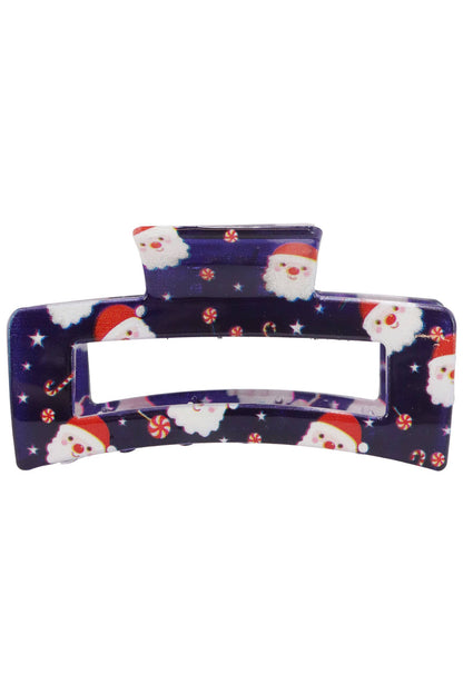 Christmas Santa Clear Block Hair Claw - 12 pcs