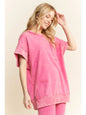 Mineral wash Cap Sleeve Pocket Top Shirt J.her