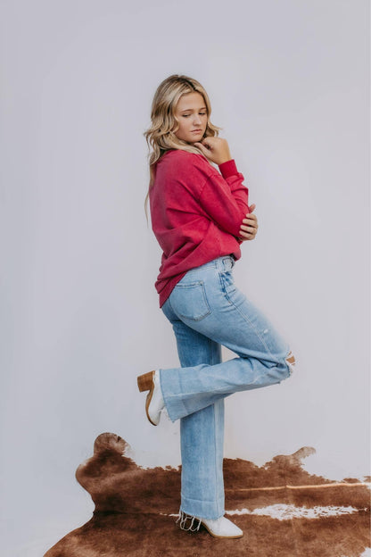 MK159 Acid Washed Sweatshirt - Maroon