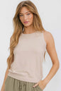 Women's Ribbed Viscose Crew Neck Loose Fit Tank XL