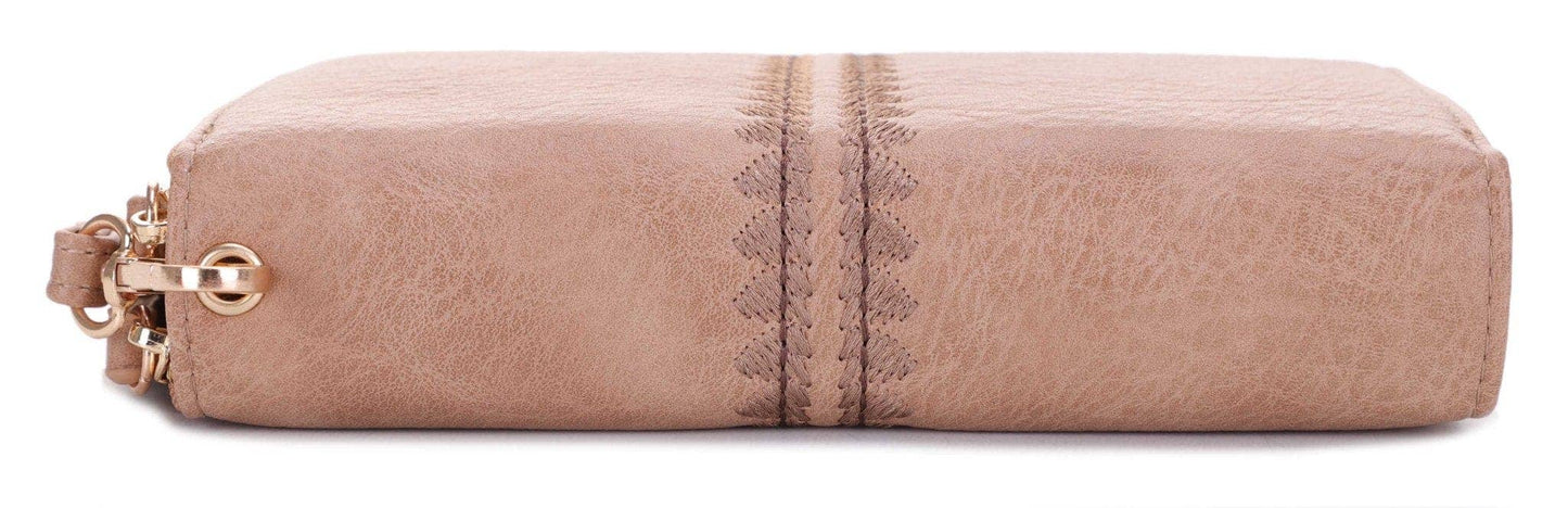 ES60164 Sherrie Double Zipper Wallet: Oatmeal