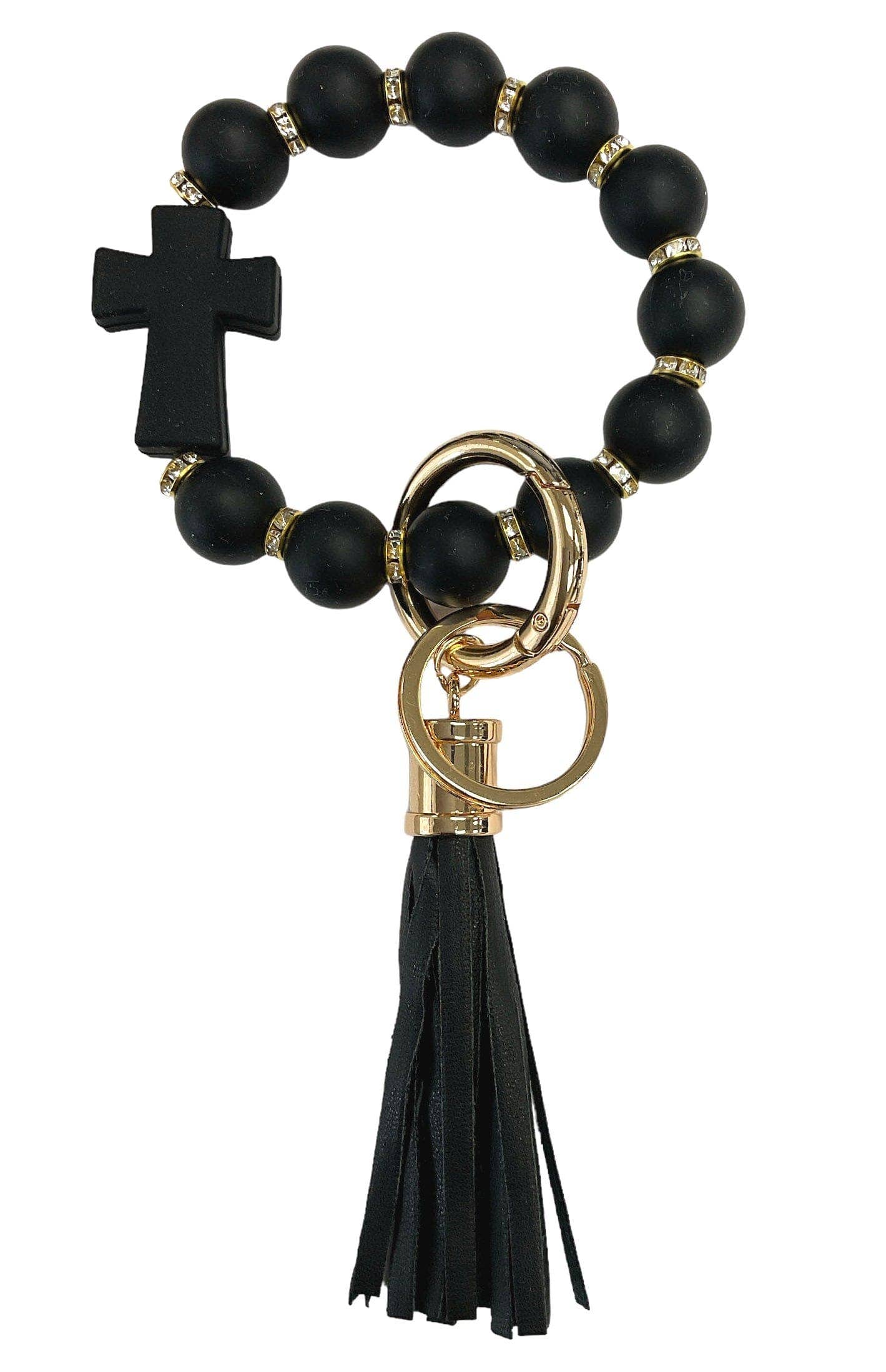 BB139x191 Silicone Beaded Cross Keychain Bracelet