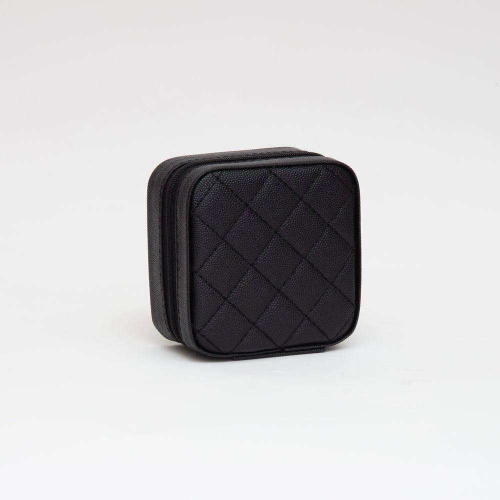 TG10707 Quilted Zip Around Square Jewelry Box