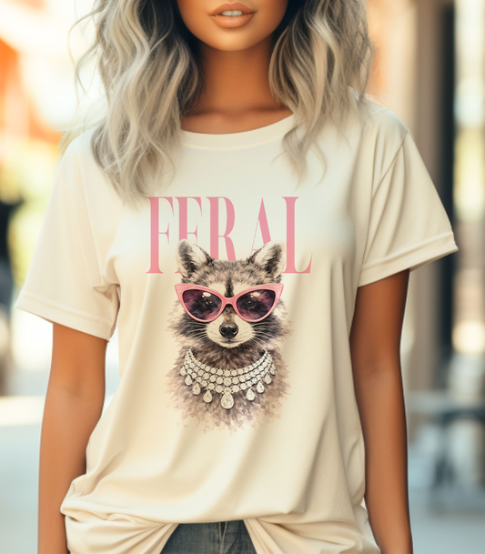 Feral Raccoon Bling T Shirt