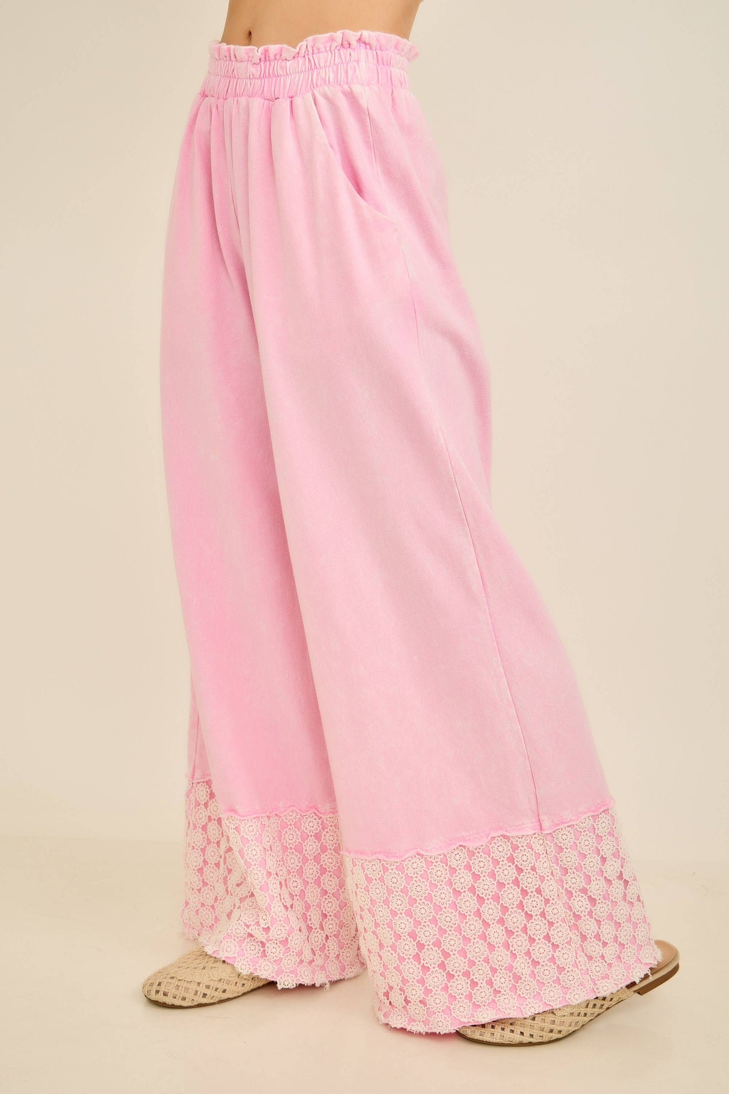 Mineral Washed Flower Daisy Long Leg Pants HP6016P1