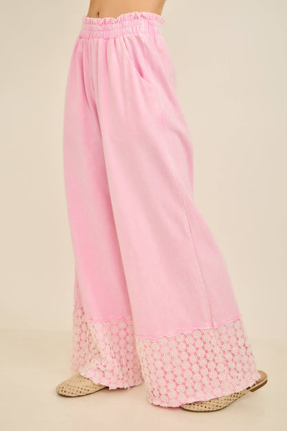 Mineral Washed Flower Daisy Long Leg Pants HP6016P1