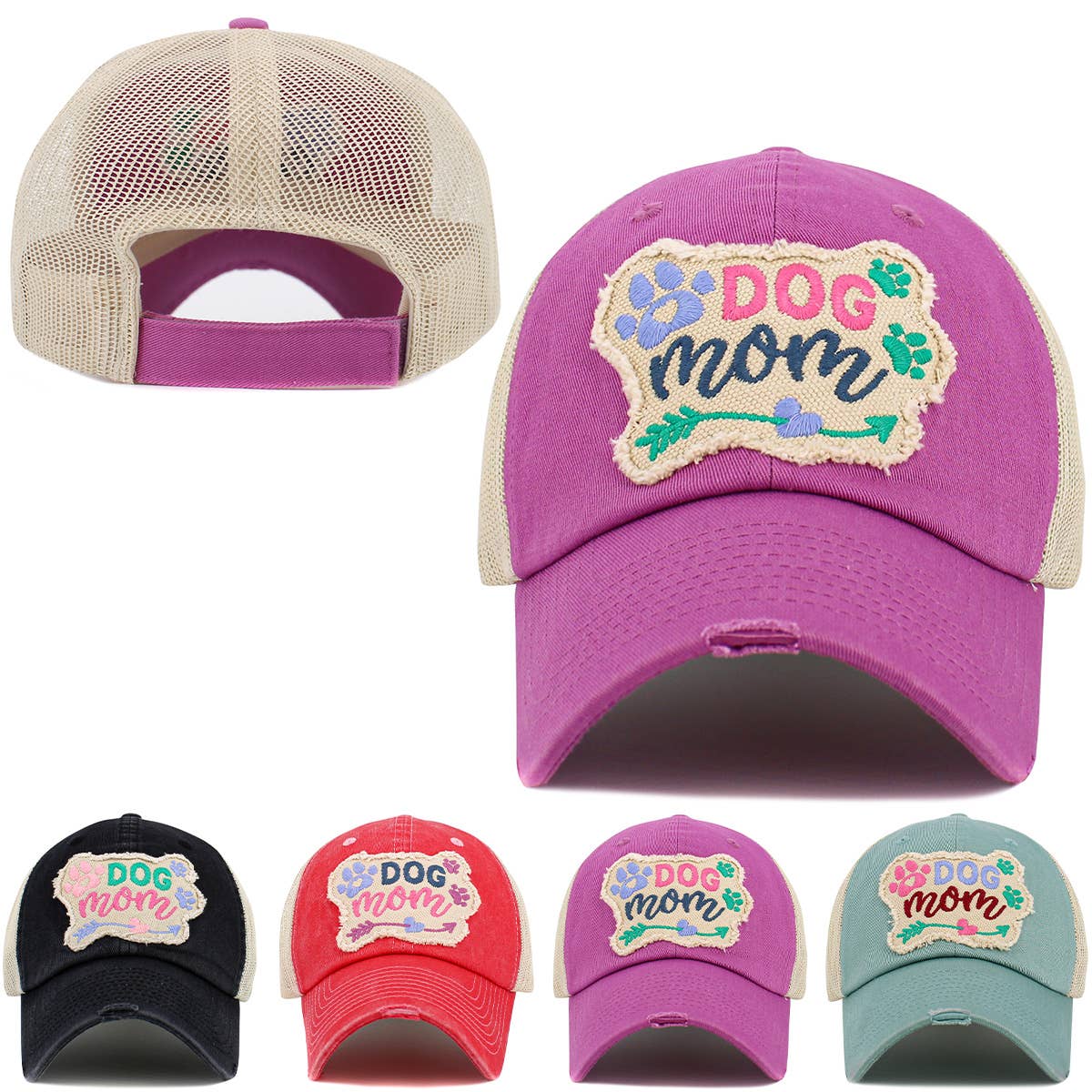 Dog Mom Meshback Ballcap: BLK