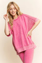 J.Her Mineral Washed Open Mesh Sleeve Side Detail T-Shirt