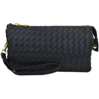 7050 Kathy Woven Three Compartment Clutch/Crossbody Bag