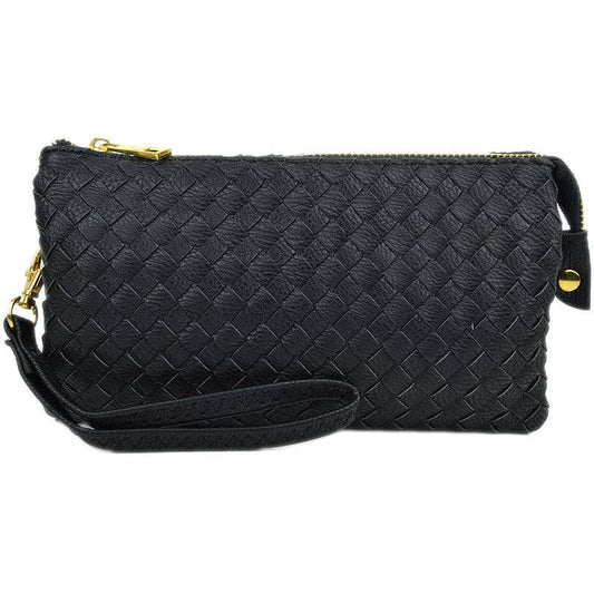 7050 Kathy Woven Three Compartment Clutch/Crossbody Bag
