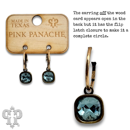 Square rhinestone charm hoop earring