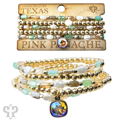 Faceted rectangle crystal beaded bracelet with Austrian crystal - LC