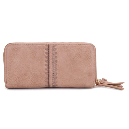 ES60164 Sherrie Double Zipper Wallet: Oatmeal