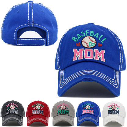 Baseball Mom Washed Vintage Ballcap: BUR