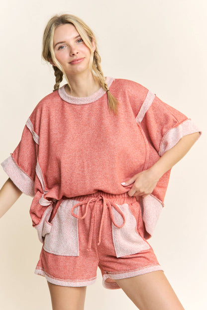Oversize Reverse Contrast Banded Top HT4028