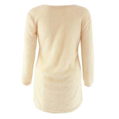 CWOSWL0659_Casual Long Sleeve Crew neck Pullover Sweater: LTPINK / (S) 1